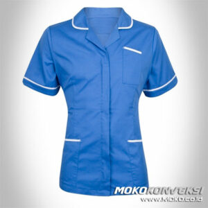 Jual seragam model baju perawat modern warna biru putih untuk rumah sakit online
