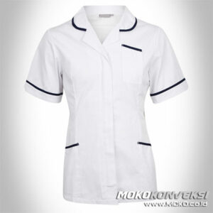pakaian seragam perawat muslimah warna putih biru untuk seragam rumah sakit dengan desain elegan