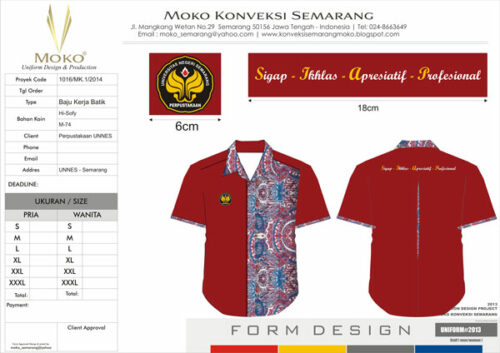 Desain Baju Seragam Kerja Batik Perpustakaan Unnes Semarang Jawa Tengah