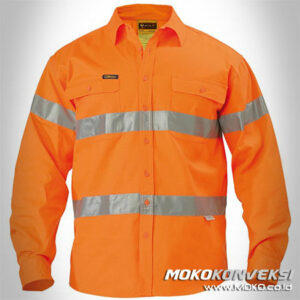 Safety Shirt Mens Hi-vis Orange Scotchlite front view