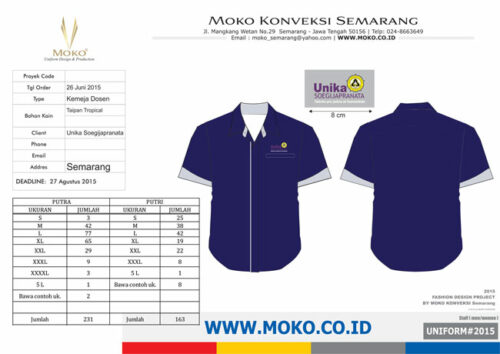 Model Seragam Pakaian Dinas Harian UNIVERSITAS UNIKA SOEGIJAPRANATA Semarang Jawa Tengah