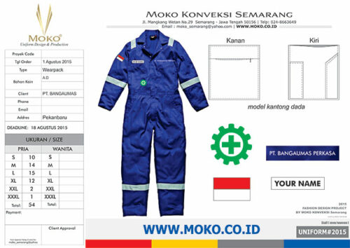 Supplier Baju Seragam Wearpack PT. Bangaumas Perkasa, Pekanbaru-Riau