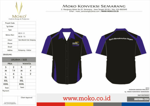 Jual Baju Kemeja Kerja Bank Mandiri Cabang Ketapang Kalimantan Barat