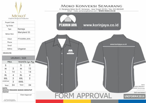 Model Pakaian Kerja PT KORIN JAYA Ungaran Jawa Tengah