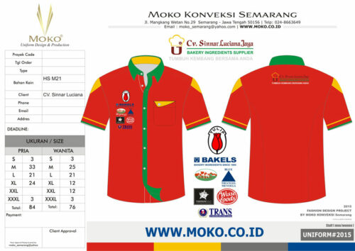 Model Pakaian Promosi Seragam Briliant Bakeri Semarang Jawa Tengah