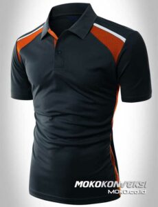 harga kaos berkerah desain polo shirt sporty warna hitam depan moko konveksi