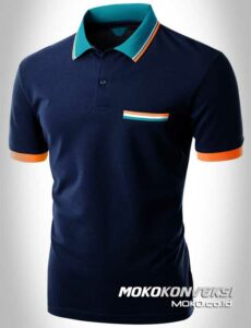 harga polo shirt triple stripes warna biru navy moko konveksi