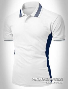kaos seragam polo shirt custom warna putih moko konveksi