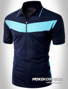 design kaos berkerah polo shirt zipper warna navy & sky moko konveksi