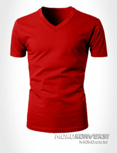 desain kaos polos pria wanita v neck warna merah - grosir kaos polos murah online moko konveksi