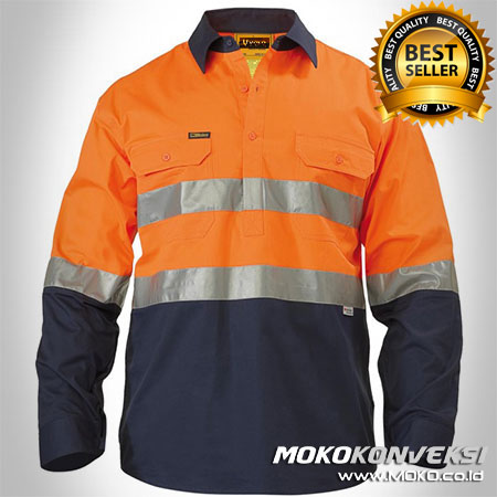 Kemeja Wearpack Safety Warna Orange Dongker - Tempat Baju Wearpack Terbaik Warna Orange Dongker - Baju Wearpack Warna Orange Dongker
